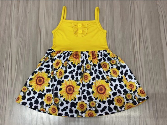 Sunflower and cow print dress